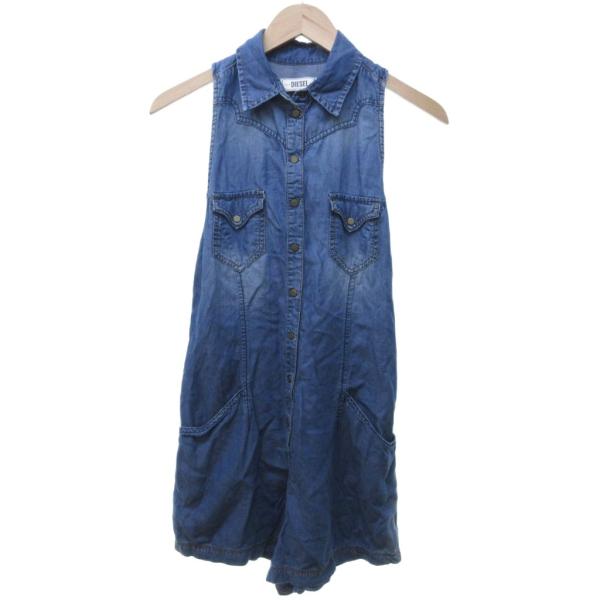 ディーゼル DIESEL 美品 デニム オールインワン サロペット ノースリーブ インディゴブルー ...