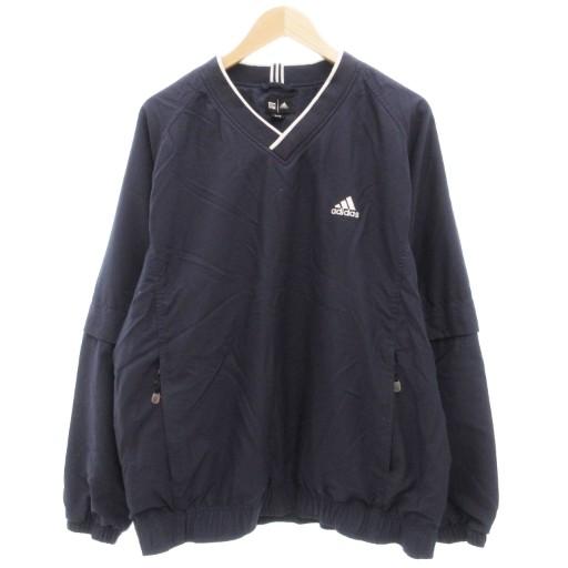 アディダス adidas プルオーバー ピステ ライン Vネック ロゴ刺繍 O 紺 ネイビー /JS...