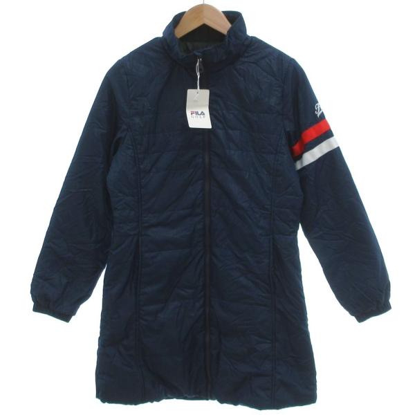 未使用品 フィラ FILA GOLF タグ付 中綿コート ロング ゴルフウェア ロゴ刺繍 ライン L...