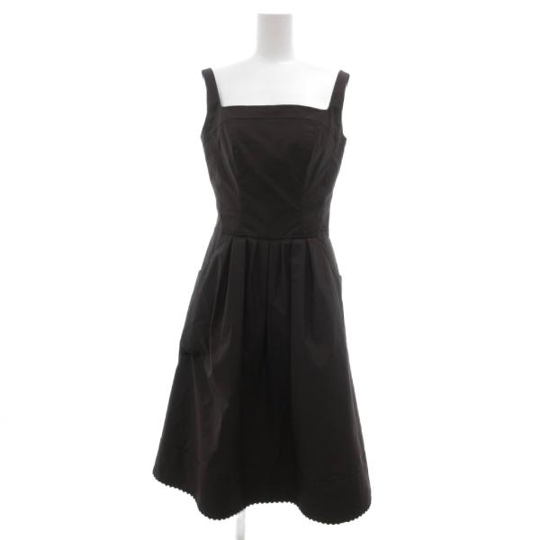 フォクシーニューヨーク FOXEY NEW YORK ノースリーブキャミワンピース フレア 40 茶...