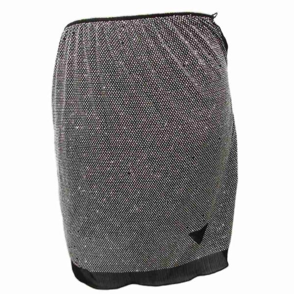 プラダ PRADA ミニスカート タイトスカート ミニ丈 ビジュー ラインストーン 38 黒 ブラッ...