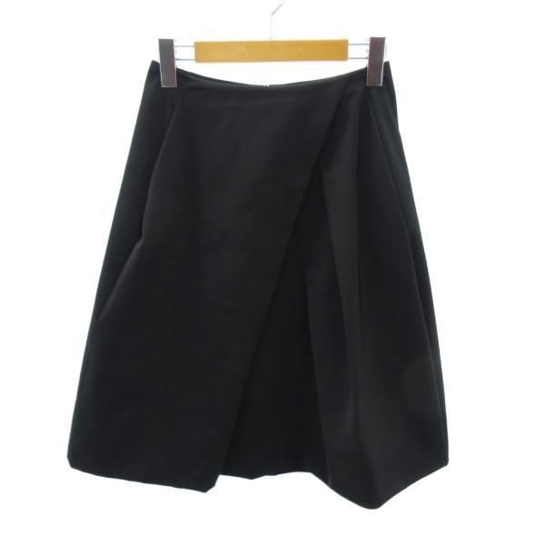 フォクシーニューヨーク FOXEY NEW YORK スカート ストレッチ ひざ丈 38 黒 ブラッ...