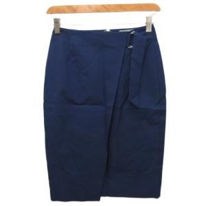 ユナイテッドアローズ UNITED ARROWS ベルトラップスカート タイトスカート ひざ丈 34 紺 ネイビー 1524-240-4317 IBO87 レディース