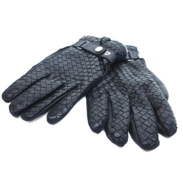 グローブス Gloves レザーグローブ ハンドメイド 編み込み 黒 ブラック