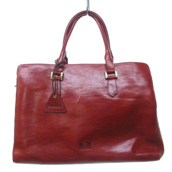 カサー二 CASANI 2WAY レザー トートバッグ ショルダーバッグ 本革 ボルドー 赤系