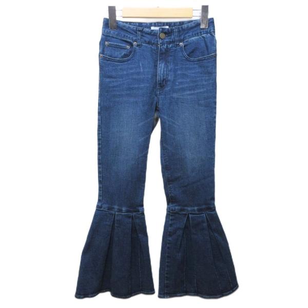 アメリ AMERI デニムパンツ ジーンズ フレア マーメイド 加工 24 インディゴブルー IBO...