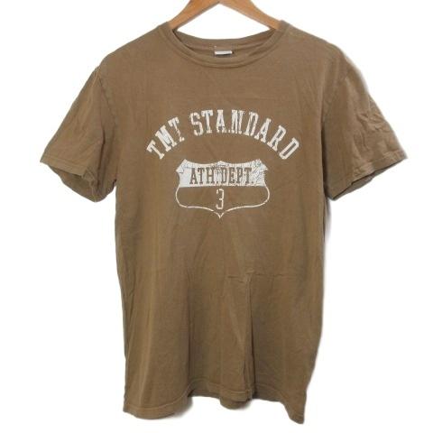 ティーエムティー TMT Tシャツ カットソー 半袖 プリント クルーネック M 茶 ブラウン /X...