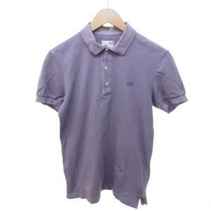 ラコステ LACOSTE ポロシャツ VINTAGE WASHED 半袖 鹿の子 ロゴパッチ 紫 2 メンズ