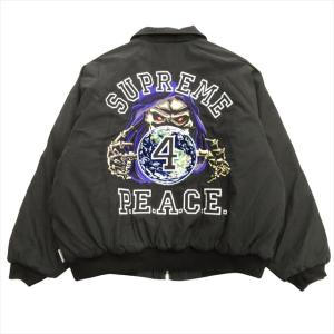 美品 23aw シュプリーム SUPREME ピース エンブロイダリー ワーク ジャケット Peace Embroidered WORK Jacket ブルゾン スカル 刺繍 中綿 L｜vectorpremium