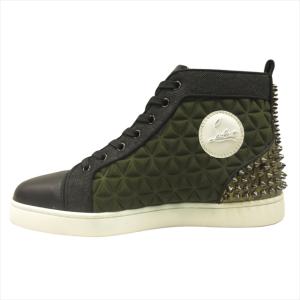 美品 クリスチャンルブタン Christian louboutin ルイス スパイク スタッズ スニーカー Louis Spikes 41 26cm グリーン ブラック メンズ