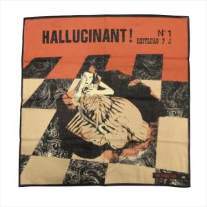 美品 ジャンポールゴルチエ Jean Paul GAULTIER HALLUCINANT ハンカチ チーフ スカーフ ヴィンテージ レッド ×マルチ レディース メンズ