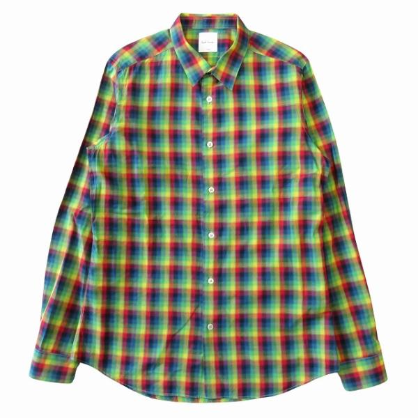 美品 17SS ポールスミス PAUL SMITH チェック シャツ カットソー 長袖 サイズL マ...