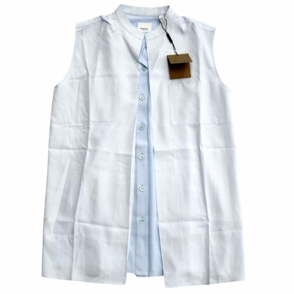 未使用品 バーバリー ロンドン BURBERRY レイヤード ノースリーブ シルク シャツ カットソ...