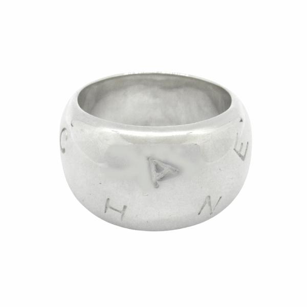 研磨仕上げ済 美品 シャネル CHANEL ブランドロゴ ワイド リング 指輪 13.5号 シルバー...