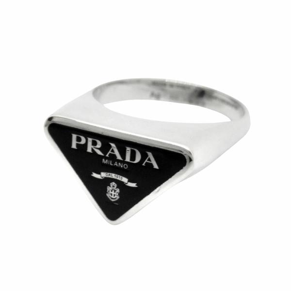 新品仕上げ済 極美品 プラダ PRADA トライアングル ロゴ シンボル リング 指輪 三角ロゴ S...