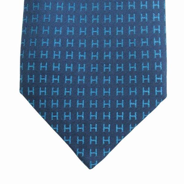 未使用品 エルメス HERMES "ファソネ H" H織りタイ 8cm H柄 シルク ネクタイ レギ...