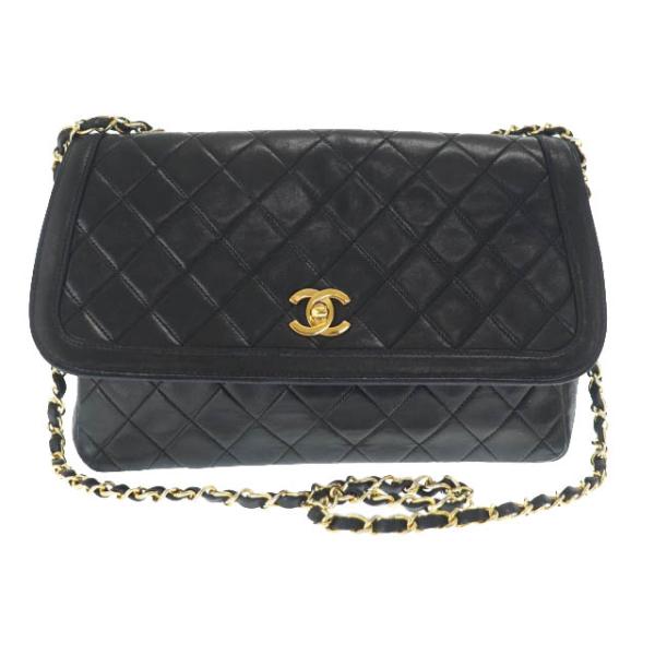シャネル CHANEL 90s VINTAGE ヴィンテージ ラムスキン マトラッセ ストレート フ...