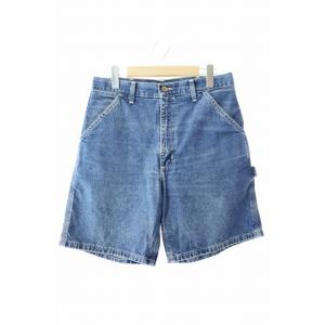 カーハート carhartt デニム ショーツ 90s 革パッチ 32 インディゴ ブランド古着ベク...