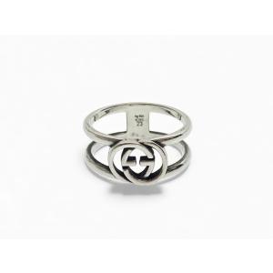 グッチ GUCCI インターロッキング ワイドオープンバンド リング 指輪 Ag925 22号 シル...