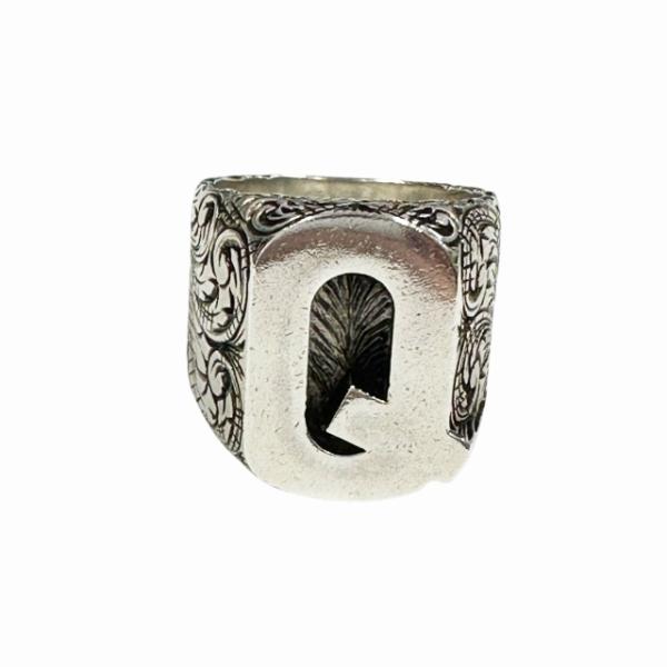 グッチ GUCCI アルファベット イニシャル Q アラベスク リング 指輪 925 L シルバー ...