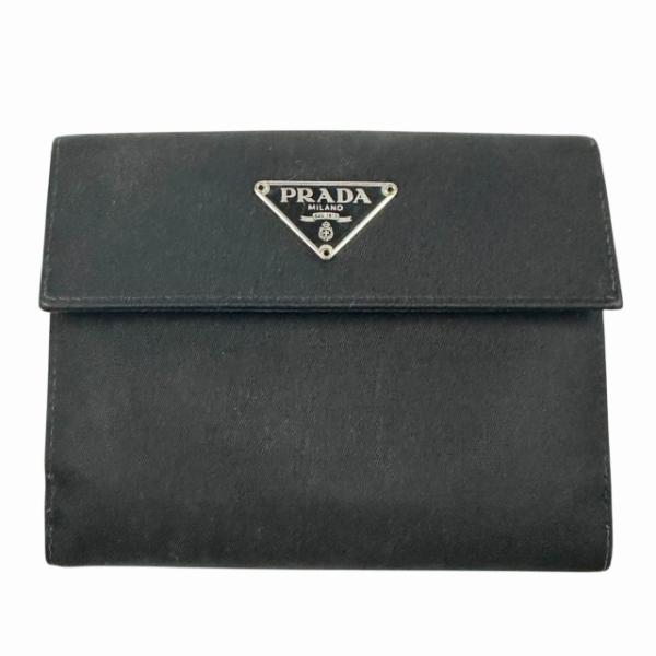 プラダ PRADA Tessuto トライアングル ロゴ テスート コンパクト ウォレット 二つ折り...