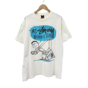 ステューシー STUSSY OLD オールド 00s MY STUSSY WEIGHTS A TON TEE ロゴ プリント 半袖 Tシャツ L 白ホワイト ブランド古着ベクトル 中古