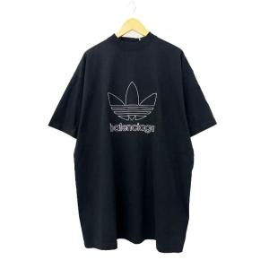バレンシアガ BALENCIAGA ×adidas アディダス 23SS Trefoil Logo embroidery Tee トレフォイル ロゴ刺繍 半袖Tシャツ 723976 TNVN8 2黒ブ