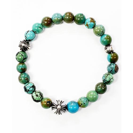 クロムハーツ CHROME HEARTS 8mm BEAD ブレスレット ターコイズ ビーズ シルバ...