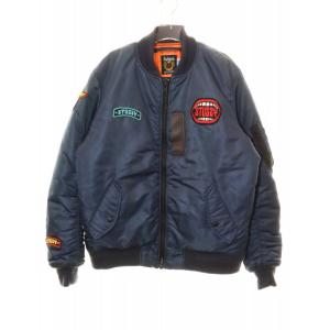 ショット SCHOTT × STUSSY STUSSYGEAR MA-1 XL 3132075 ステューシー フライトジャケット ワッペン ネイビー 【ブランド古着ベクトル】260