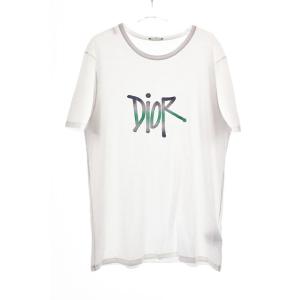 ディオール Dior × SHAWN STUSSY S/S TEE WHITE XLサイズ ショーン ステューシー ロゴ 刺繍 半袖 Tシャツ ホワイト 白 【ブランド古着ベク