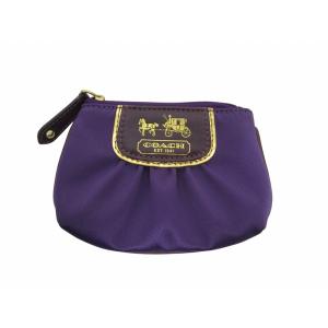 コーチ COACH サテン コインケース 小物入れ 光沢 紫 パープル ■GY14 レディース