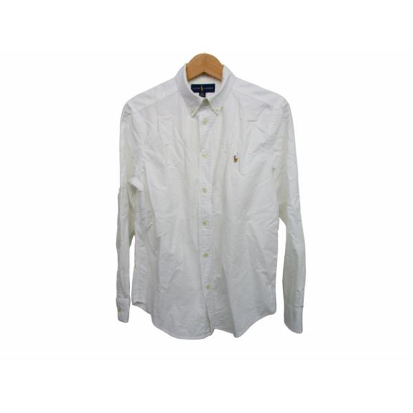 ラルフローレン RALPH LAUREN ボタンダウンシャツ ブラウス ロゴ 刺繍 白 ホワイト L...