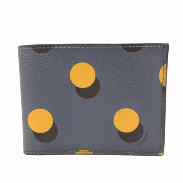 コーチ COACH 二つ折り財布 ウォレット レザー ドット柄 紺 ネイビー /FF 0831 ■G...
