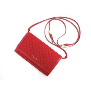 プラダ PRADA ショルダー ウォレット キルティング 赤...