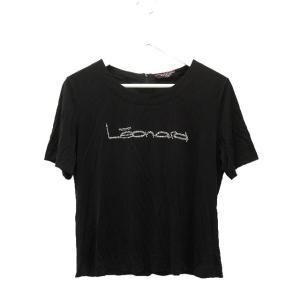 レオナール LEONARD ラインストーン ロゴ カットソー LL ブラック 黒 半袖 Tシャツ ブ...