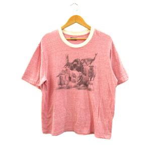 マーティーアンドサンズ MAATEE&amp;SONS Tシャツ アニマルプリント ピンク メンズ