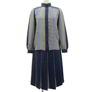 ミラショーン mila schon シルク セットアップ ブラウス プリーツスカート 38 ネイビー...