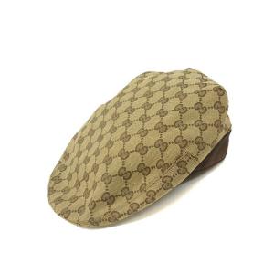 グッチ GUCCI ハンチング キャップ XL ベージュ系 GG キャンバス 帽子 ハット ヘッドウ...