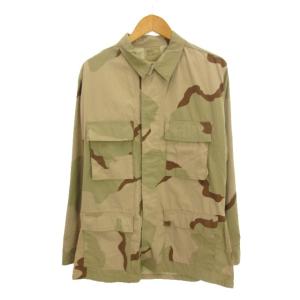 米軍 US ARMY コンバット ジャケット M-L カーキ系 迷彩 カモフラ ミリタリー メンズ
