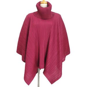 プリーツプリーズ PLEATS PLEASE タートルネック ポンチョ ケープ トップス 3 ワイン...