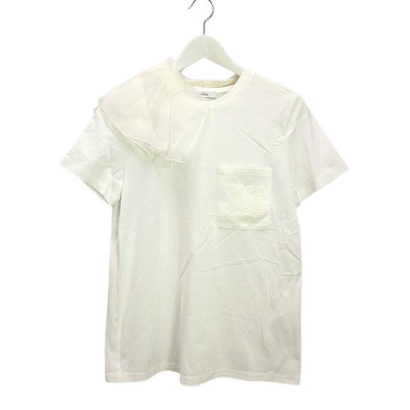 マックスマーラ MAX MARA Tシャツ カットソー シルクオーガンジー フリル 2way ホワイ...
