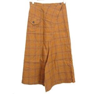センソユニコ キューブキューブ Cube-Cube 変形 リネン スカート チェック 38 オレンジ...
