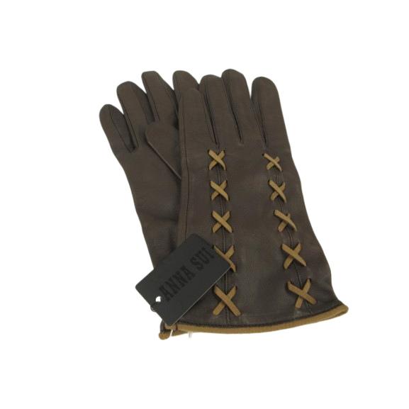 アナスイ ANNA SUI 手袋 グローブ レザー ブラウン 茶色  レディース