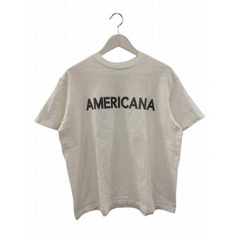 アメリカーナ AMERICANA ラフィー丸胴 ロゴプリント Tシャツ ホワイト レディース