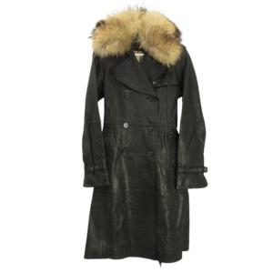 アンドリューマーク ANDREW MARC レザー コート ラクーンファー付き S ブラック 黒 アウター 上着 本革 レディース