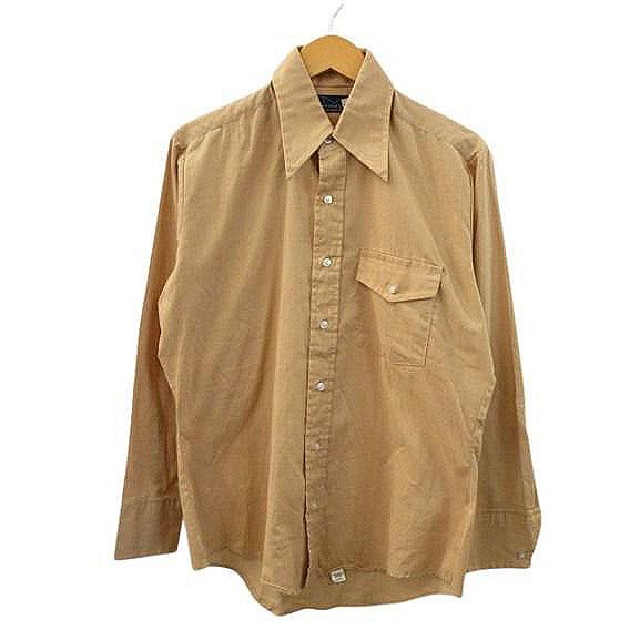 MAVERICK マーベリック 70s 長袖 ボタンシャツ M ライトブラウン系 トップス ヴィンテ...