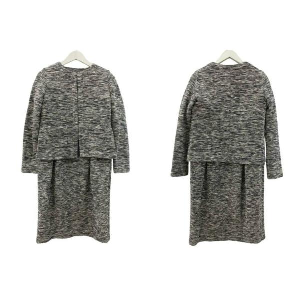 シップス SHIPS セットアップ ノーカラージャケット 長袖 ワンピース 半袖 ツイード ブルー系...