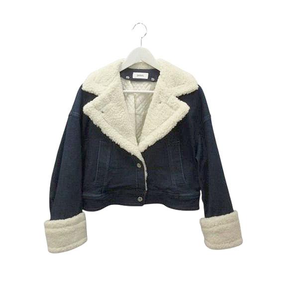 スナイデル SNIDEL バリエショートジャケットコート ONE SIZE ブルー ライナー付き 襟...