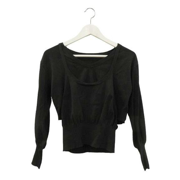 AMERI アメリ デザインニット キャミソール レイヤード風 長袖 ブラック 黒 トップス レディ...