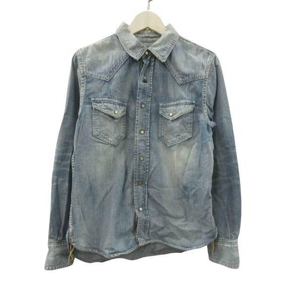 ティーエムティー TMT ウエスタンシャツ デニム 長袖 ブルー 水色 綿 コットン S トップス ...